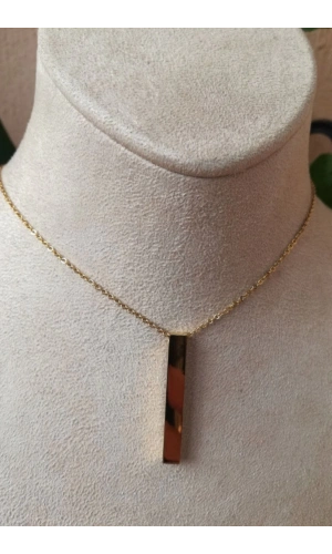 cubuklu tasarim ince gold zincirli altin renkli kaliteli paslanmaz celik kolye stainless stell