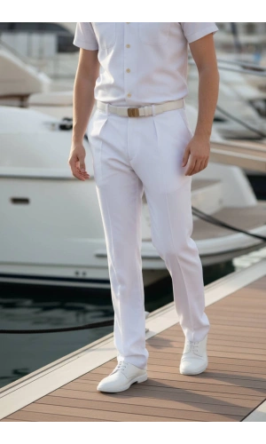 Deniz Kuvvetleri Deniz Fakultesi Deniz Lisesi Beyaz Renkli Yazlik Kaliteli Pamuklu Kumas Kaptan Pantolon