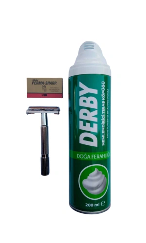 Derby Tras Kopugu Paslanmaz Krom Tima 779 Tras Makinasi Perma Sharp Yaprak Jilet Tras Seti