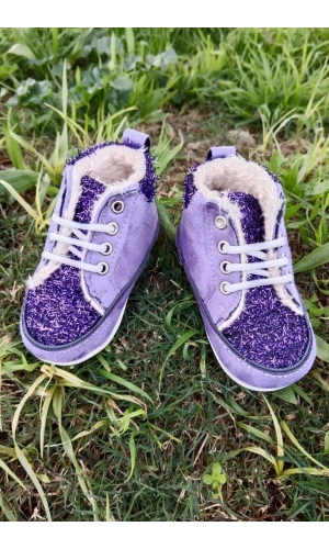 eflatun renkli ici polarli organik ortopedik cocuk bebek ilkadim bagcikli patik kanvas sneaker casual ayakkabi