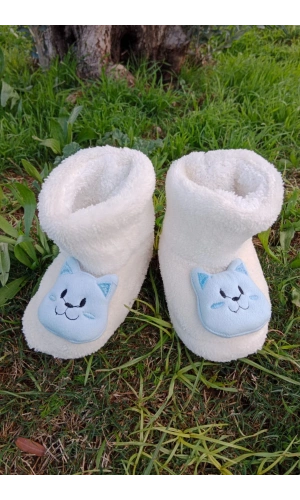 ekru renkli kedicikli model ici pelus pamuklu organik hafif taban ortopedik cocuk patik panduf