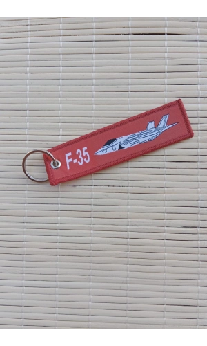 f 35 remove before flight yazili kirmizi beyaz nakis islemeli bez anahtarlik