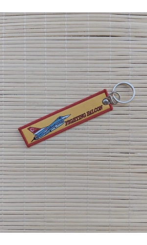 Fighting falcon f 16 demo team yazili sari kirmizi nakis bez anahtarlik