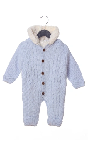 gok mavisi renkli bebe wersoft dugmeli triko uzun kollu kaliteli kapusonlu bebek tulum