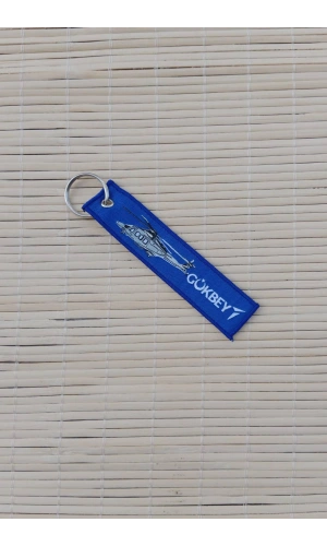 Gokbey istikbal Goklerdedir Yazili Lacivert Beyaz Nakis islemeli Bez Anahtarlik