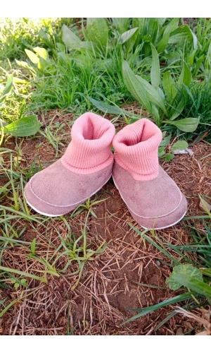 gul kurusu renkli ici pamuklu astarli corapli model organik ortopedik cocuk bebek ilkadim patik panduf ayakkabi