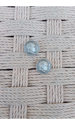 Gumus eskitme Dokum Ataturk kabartmali siluet yuvarlak ceket yaka ignesi yaka rozet