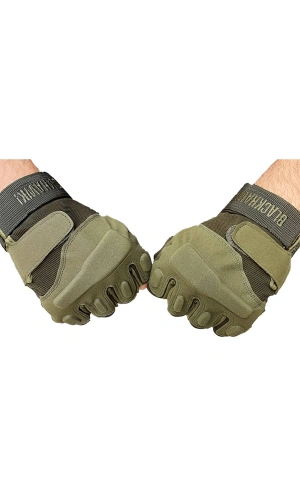 haki renkli blackhawk yumruk korumali esnek kesik parmak taktik eldiven