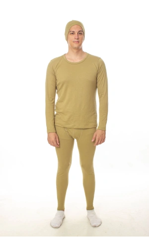 Haki renkli sifir yaka uzun kollu bere hediyeli termal alt ust iclik takim