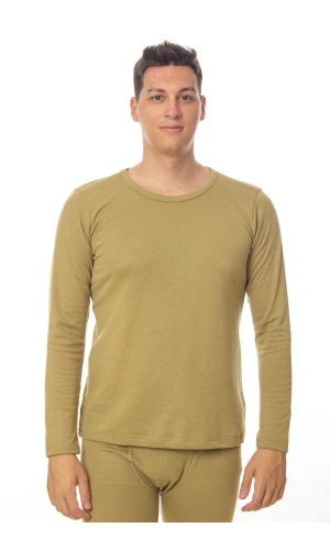 haki renkli sifir yaka uzun kollu soguktan koruyan termal ust iclik