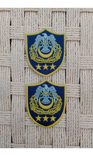 Hava Kuvvetleri Subay Albay Lacivert Zemin Kartal Nakisli Sirmali Mini Plastik Yelek Rutbesi