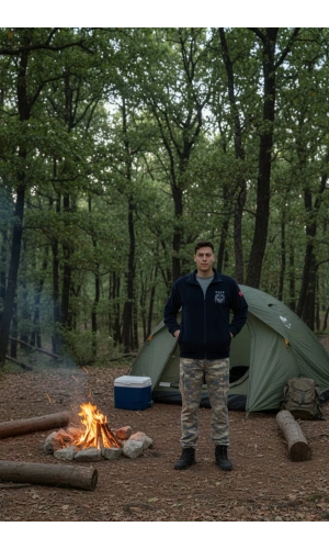hava kuvvetleri ozel tasarim uzun kollu lacivert renkli tam fermuarli kartal nakisli bato yaka soguk gecirmez polar