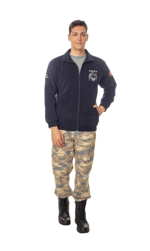 Hava Kuvvetleri Ozel Tasarim Uzun Kollu Lacivert Renkli Tam Fermuarli Kartal Nakisli Bato Yaka Soguk Gecirmez Polar Kamuflaj Pantolon Alt Ust Takim