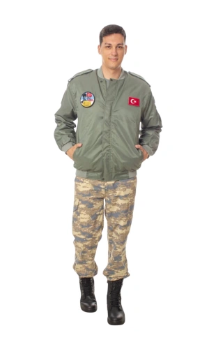 Hava Kuvvetleri Sedef Yesili Renkli 4 Cepli Uzun Kollu Fermuarli Citcitli ic Cepli Orjinal Pilot Mont Ceket Kamuflaj Pantolon Alt Ust Takim