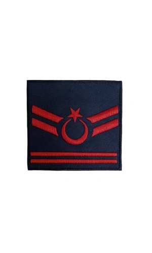 Hava Kuvvetleri Uzman Cavus 2 Kademe Dahili ve Harici Lacivert Bez Nakis Havaci Kol Rutbe