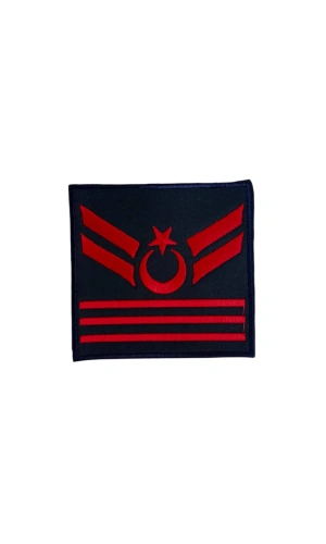 Hava Kuvvetleri Uzman Cavus 3 Kademe Dahili ve Harici Lacivert Bez Nakis Havaci Kol Rutbe