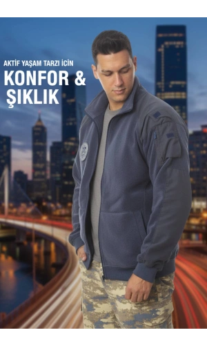 hava kuvvetleri uzun kollu lacivert renkli ozel tasarim tam fermuarli bato yaka soguk gecirmez havaci polar