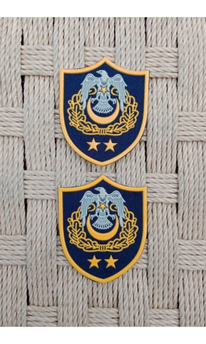 Hava Kuvvetleri Subay Yarbay Lacivert Zemin Kartal Nakisli Sirmali Mini Plastik Yelek Rutbesi