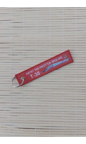 Hayat 500 Knotda Baslar T-38 Yazili Kirmizi Beyaz Nakis islemeli Bez Anahtarlik