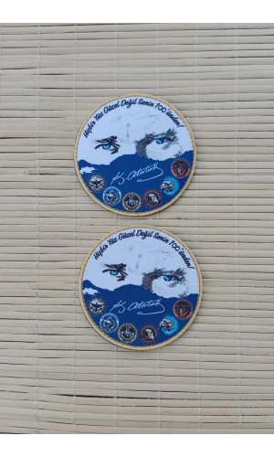 hicbir yuz guzel degil senin 100 unden yazili mustafa kemal ataturk imzali fermateks dokuma islemeli arma pec patch