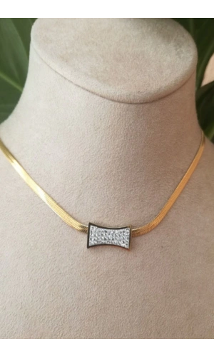 italyan zincirli ozel tasarim ince gold altin renkli zirkon tasli kaliteli paslanmaz celik kolye stainless stell