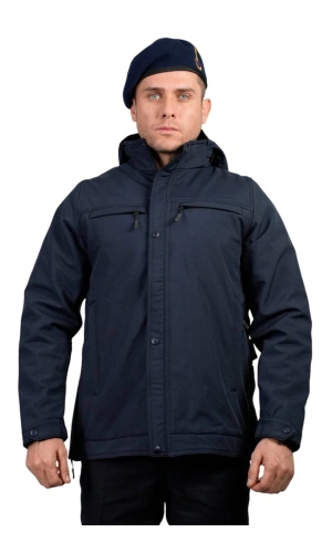 Jandarma Asayis Lacivert Renkli 5 cepli uzun kollu soguk gecirmez softshell kapusonlu taktik mont