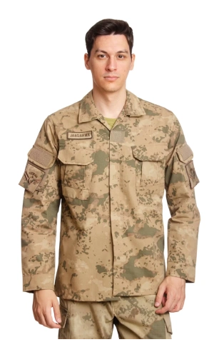 Jandarma col Kamuflaj Renkli Uzun Kollu Cepli Taktik Gomlek Long Sleeve Camouflage