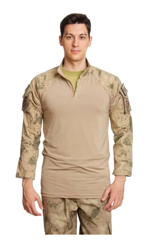 Jandarma Kamuflaj Renkli Uzun Kollu Taktik Operasyon Likrali Combat Tisort