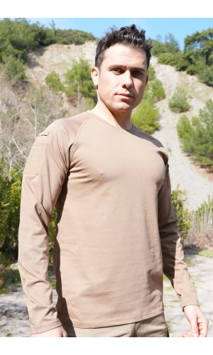 jandarma kum beji renkli beldaran model cepli uzun kollu bisiklet yakali operasyon taktik tisort