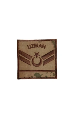 Jandarma Uzman Cavus 1 Kademe Kamuflaj Renkli Nakis Kol Rutbe