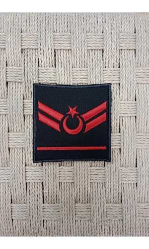 jandarma uzman cavus 1 kademe siyah zemin harici ve dahili bez nakis kol rutbe