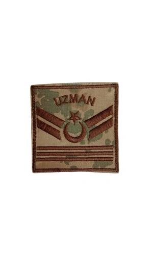 Jandarma Uzman Cavus 3 Kademe Kamuflaj Renkli Nakis Kol Rutbe