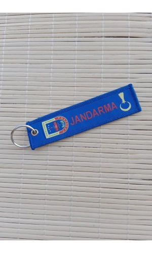 Jandarma yazili armali logolu lacivert zemin nakis islemeli bez anahtarlik