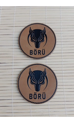 kahverengi zemin siyah islemeli boru yazili kurtbasli arma patch pec