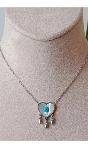 kalpli nazar boncuklu goz tasarim ince silver zincirli gumus renkli kaliteli paslanmaz celik kolye stainless stell