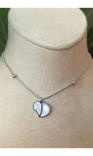 kalpli tasarim ince silver top zincirli gumus renkli ay tasli kaliteli paslanmaz celik kolye stainless stell