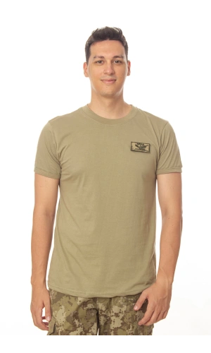 kara kuvvetleri haki renkli organik pamuklu kisa kollu uzman cavus rutbeli fanilasi tisort