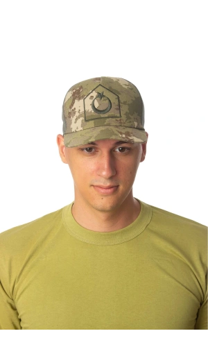 Kara Kuvvetleri Kamuflaj Renk Kokartli Fileli Nakis islemeli Arkasi Ayarlamali Astsubay Uzman Cavus Karaci Sapka Kep