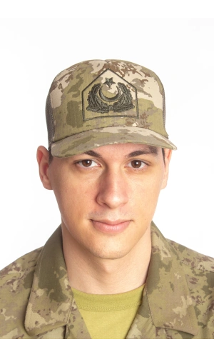 Kara Kuvvetleri Kamuflaj Renk Kokartli Fileli Nakis islemeli Arkasi Ayarlamali Yazlik Subay Karaci Sapka Kep