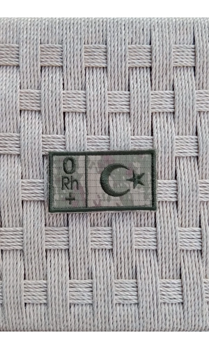 kara kuvvetleri kamuflaj renkli nakis islemeli 0 rh + kan gruplu pec arma patch