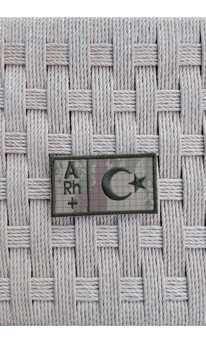 kara kuvvetleri kamuflaj renkli nakis islemeli A rh + kan gruplu arma patch pec