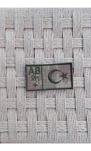 kara kuvvetleri kamuflaj renkli nakis islemeli AB rh + kan gruplu pec arma patch
