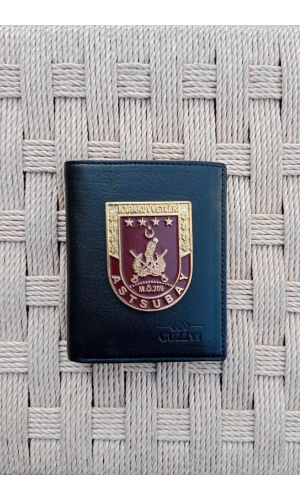 kara kuvvetleri m.o 209 astsubay yazili amblemli ozel tasarim hakiki deri rozetli cuzdan