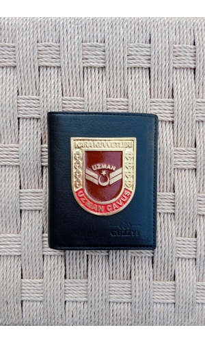 kara kuvvetleri uzman cavus amblemli ozel tasarim hakiki deri rozetli cuzdan