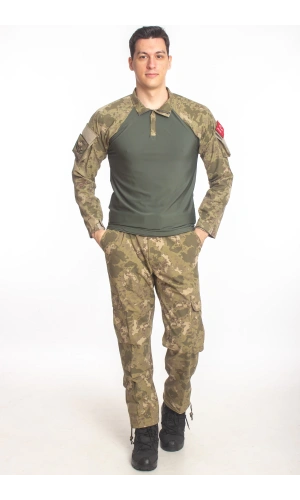 kara kuvvetleri yeni kamuflaj renkli kargo cepli taktik pantolon uzun kollu likrali combat t shirt