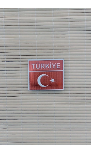 kirmizi ayyildiz bayrakli turkiye yazili kirmizi zemin tpu 3d termoplastik dikdortgen arma patch pec