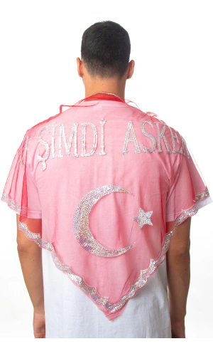 Kirmizi Beyaz Ayyildiz O Simdi Asker Yazili Pul islemeli Asker Ugurlama Sali