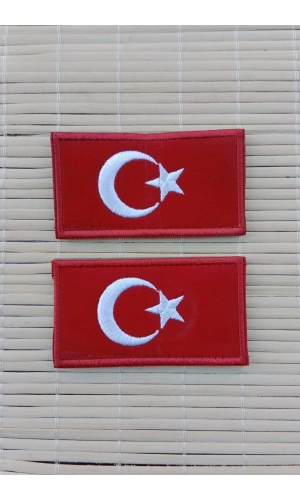 kirmizi kadife zemin ayyildiz nakis islemeli patch arma pec