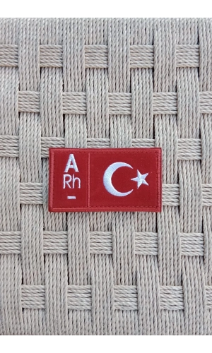 kirmizi kadife zemin beyaz nakis islemeli A rh - kan gruplu arma patch pec