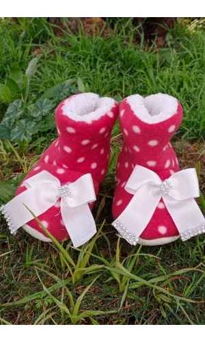 kirmizi renkli fiyonklu beyaz tasli model ici pamuklu organik hafif taban ortopedik cocuk bebek ilkadim patik panduf